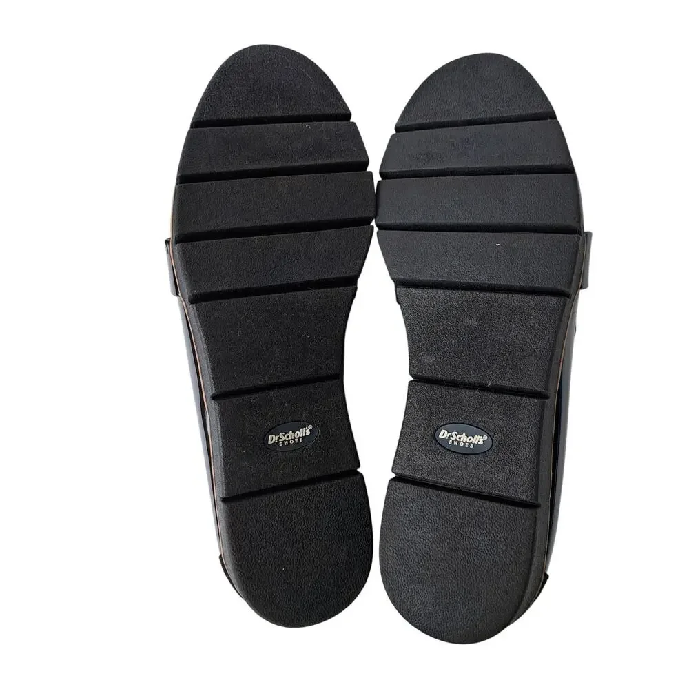 Dr. Scholl's Webster Slip On Platform Loafers Sz 9 Black Faux Patent/Microfiber